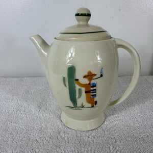 Vintage Porcelier China Teapot USA Southwestern Decor Cactus‎